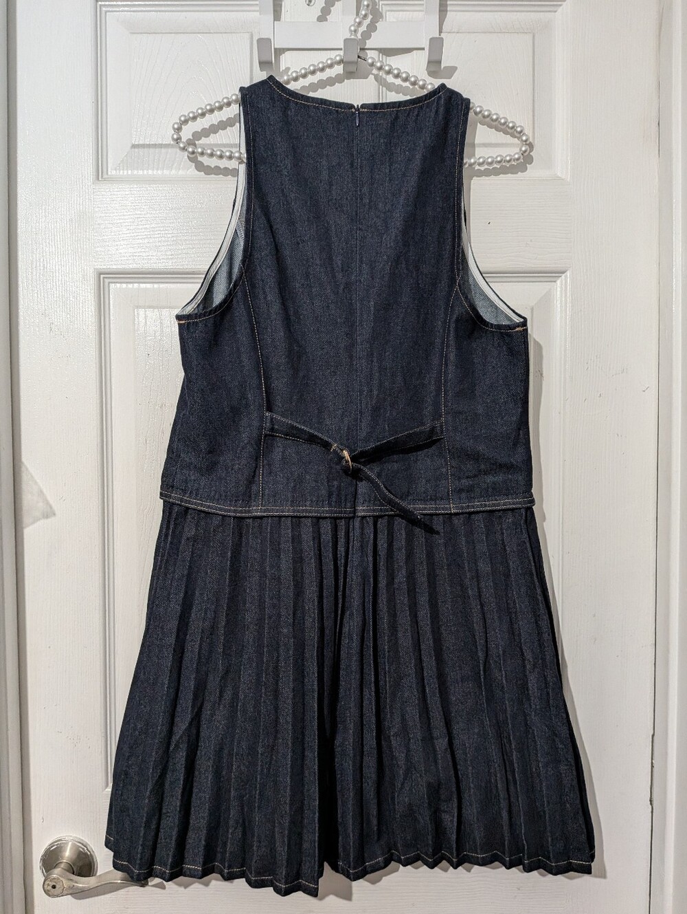 Commense Denim Sleeveless Pleated Mini Dress - Picture 9 of 16